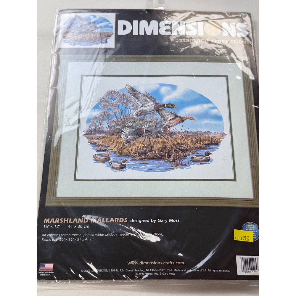 Vintage Dimensions Marshland Mallards Stamped Cross Stitch Kit Gary Moss